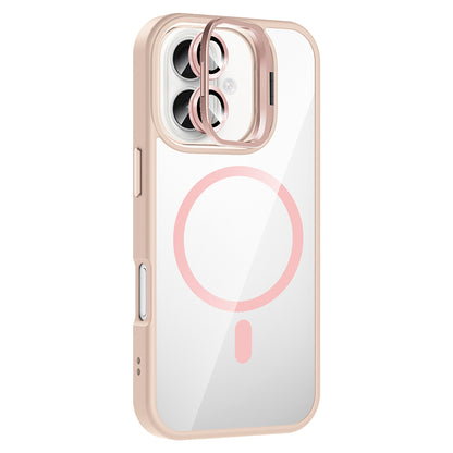 Apple iPhone 16 Plus Kılıf Standlı ve Kamera Lens Hediyeli M-Safe Şarj Özellikli Zore Etro Kapak