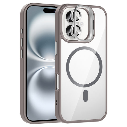 Apple iPhone 16 Plus Kılıf Standlı ve Kamera Lens Hediyeli M-Safe Şarj Özellikli Zore Etro Kapak