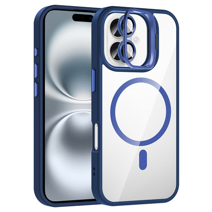 Apple iPhone 16 Plus Kılıf Standlı ve Kamera Lens Hediyeli M-Safe Şarj Özellikli Zore Etro Kapak