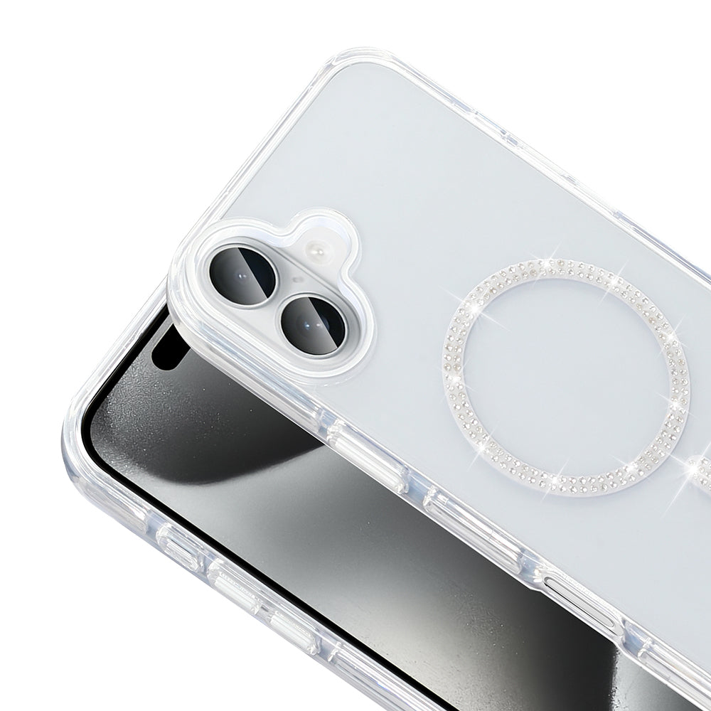 Apple iPhone 16 Plus Kılıf Taşlı Tasarım M-safe Şarj Özellikli Zore Koment Silikon Kapak