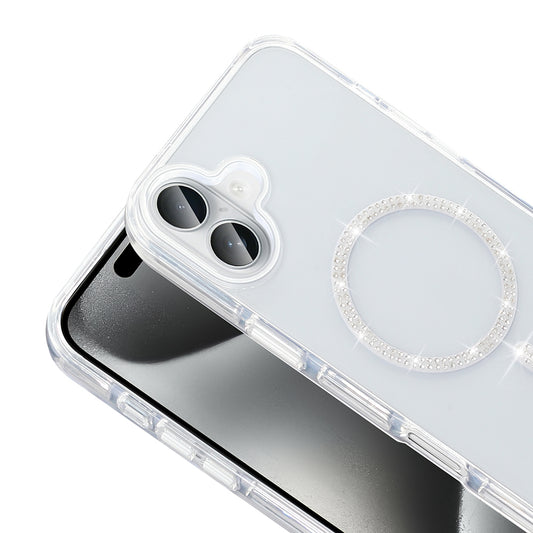 Apple iPhone 16 Plus Kılıf Taşlı Tasarım M-safe Şarj Özellikli Zore Koment Silikon Kapak