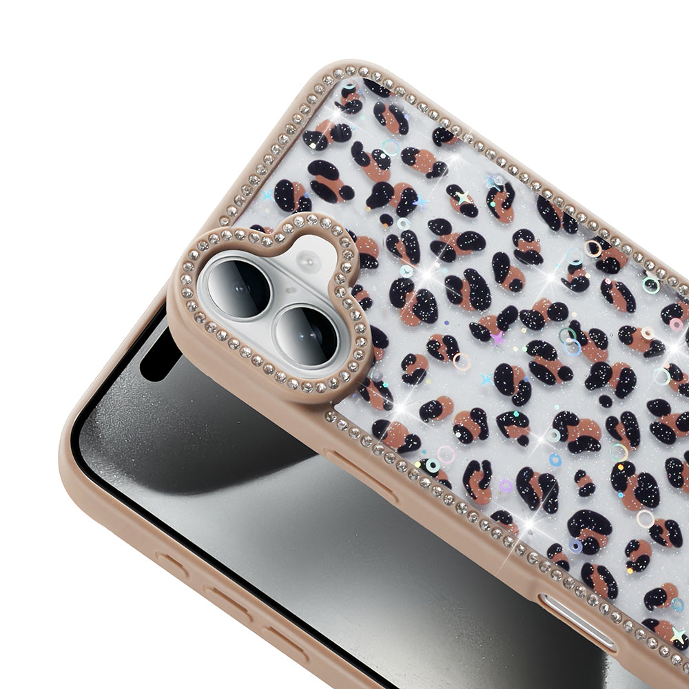 Apple iPhone 16 Plus Kılıf Taşlı ve Simli Tasarım Zore Azra Kapak
