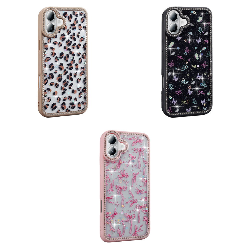 Apple iPhone 16 Plus Kılıf Taşlı ve Simli Tasarım Zore Azra Kapak