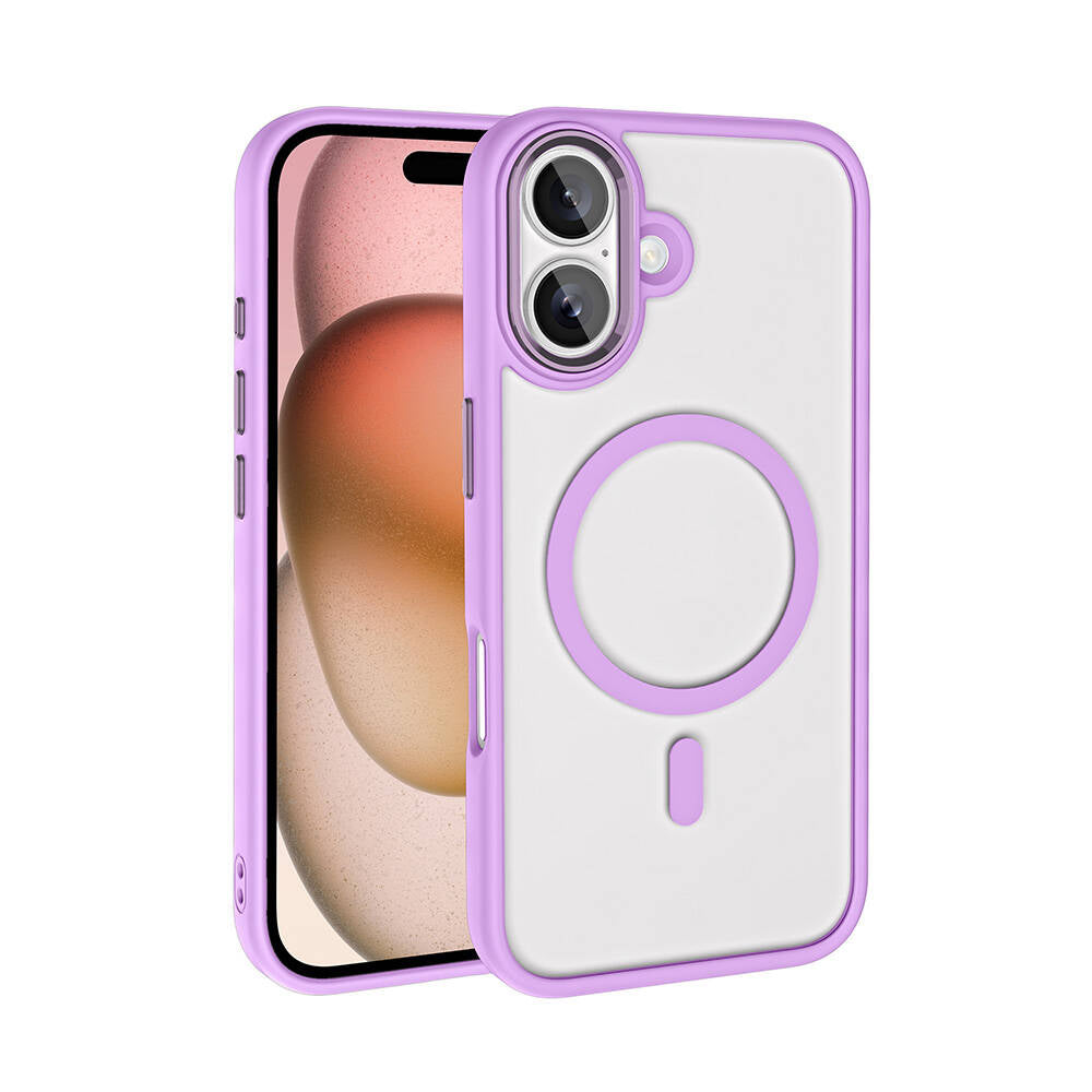 Apple iPhone 16 Plus Kılıf Wireless Şarj Özellikli Zore Krom M-safe Silikon Kapak