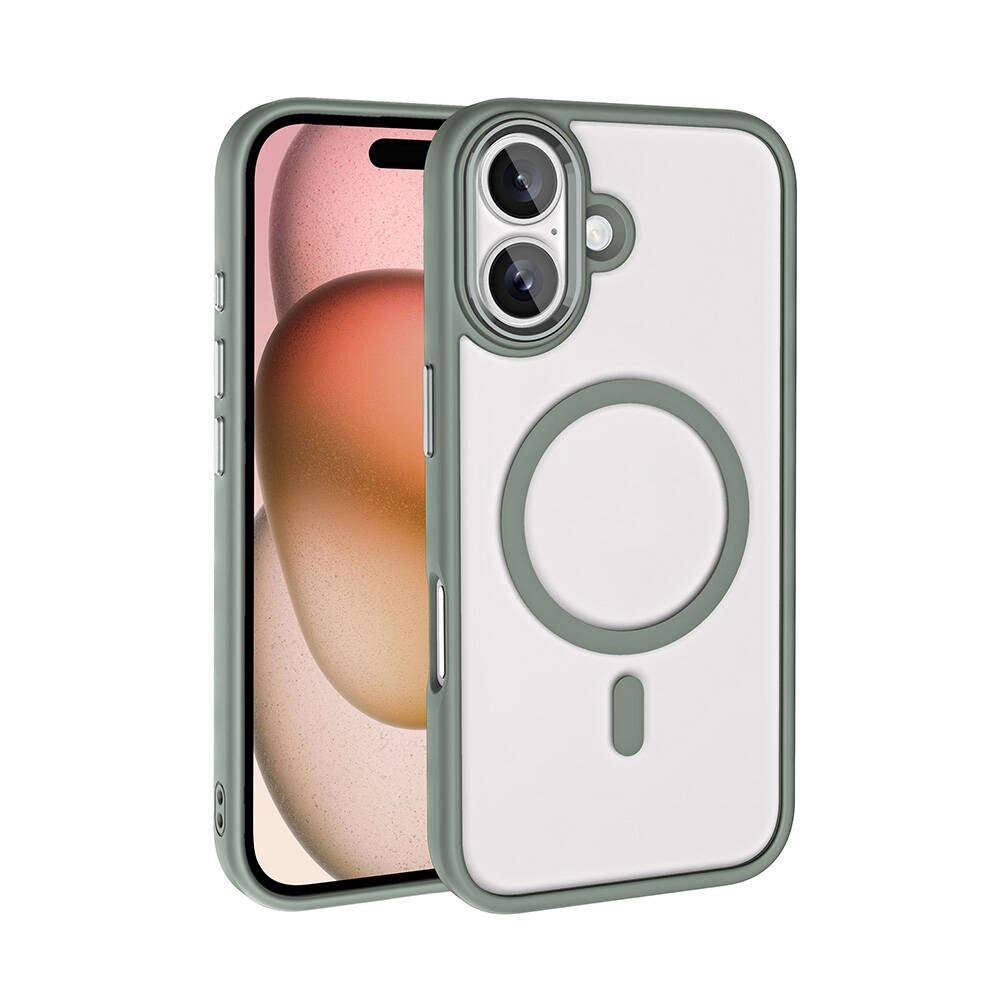 Apple iPhone 16 Plus Kılıf Wireless Şarj Özellikli Zore Krom M-safe Silikon Kapak