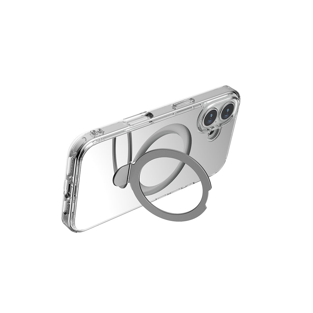 iPhone 16 Plus M-safe Şarj Özellikli Kılıf Raptic Air Stand Serisi Aynalı Arka Yüzey Standlı Kapak