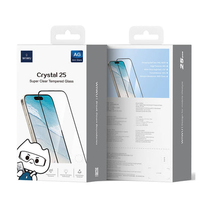 iPhone 16 Plus Wiwu GT-014 Polimer Oleofobik Kaplama Şeffaf Pürüzsüz Temperli Cam Ekran Koruyucu 25'li Paket
