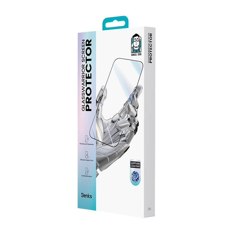 iPhone 16 Pro Benks Glass Warrior Safir Coating 0.9mm Kenarları Dayanıklaştırılmış Cam Ekran Koruyucu + Kolay Uygulama Aparatı