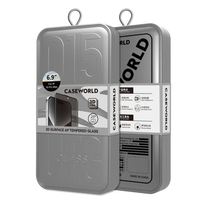 iPhone 16 Pro CaseWorld 0.25mm Privacy 3D Temperli Cam Ekran Koruyucu + Uygulama Aparatlı