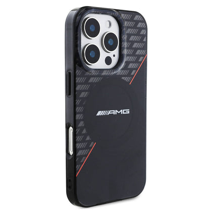 iPhone 16 Pro Kılıf AMG Orjinal Lisanslı M-safe Şarj Özellikli Çift Katmanlı Kırmızı Çapraz Çizgili Kapak