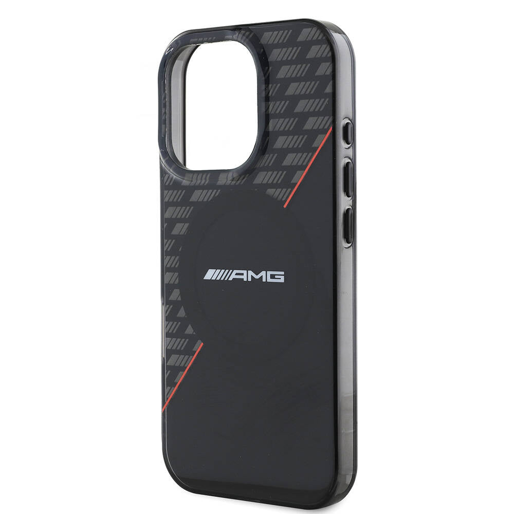 iPhone 16 Pro Kılıf AMG Orjinal Lisanslı M-safe Şarj Özellikli Çift Katmanlı Kırmızı Çapraz Çizgili Kapak