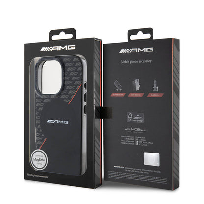 iPhone 16 Pro Kılıf AMG Orjinal Lisanslı M-safe Şarj Özellikli Çift Katmanlı Kırmızı Çapraz Çizgili Kapak