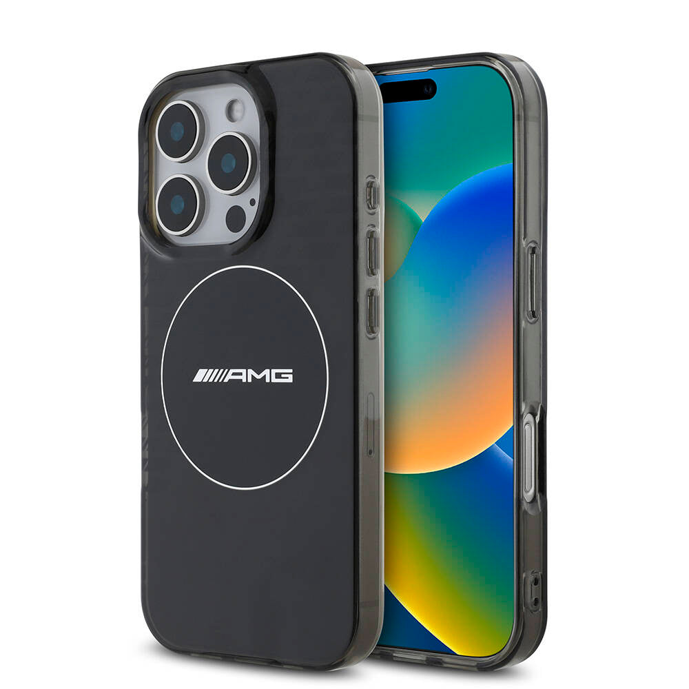 iPhone 16 Pro Kılıf AMG Orjinal Lisanslı M-safe Şarj Özellikli IML Baskı Logolu Smoked Kapak