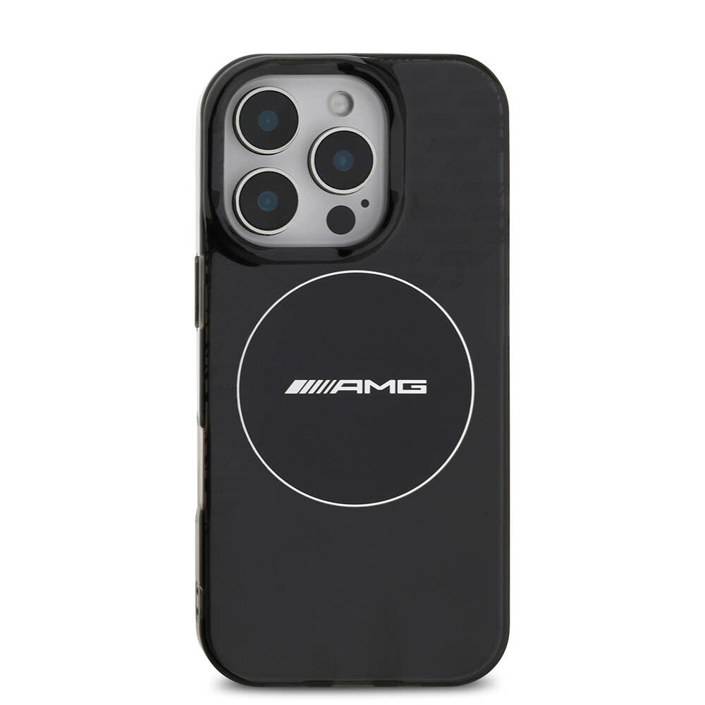 iPhone 16 Pro Kılıf AMG Orjinal Lisanslı M-safe Şarj Özellikli IML Baskı Logolu Smoked Kapak