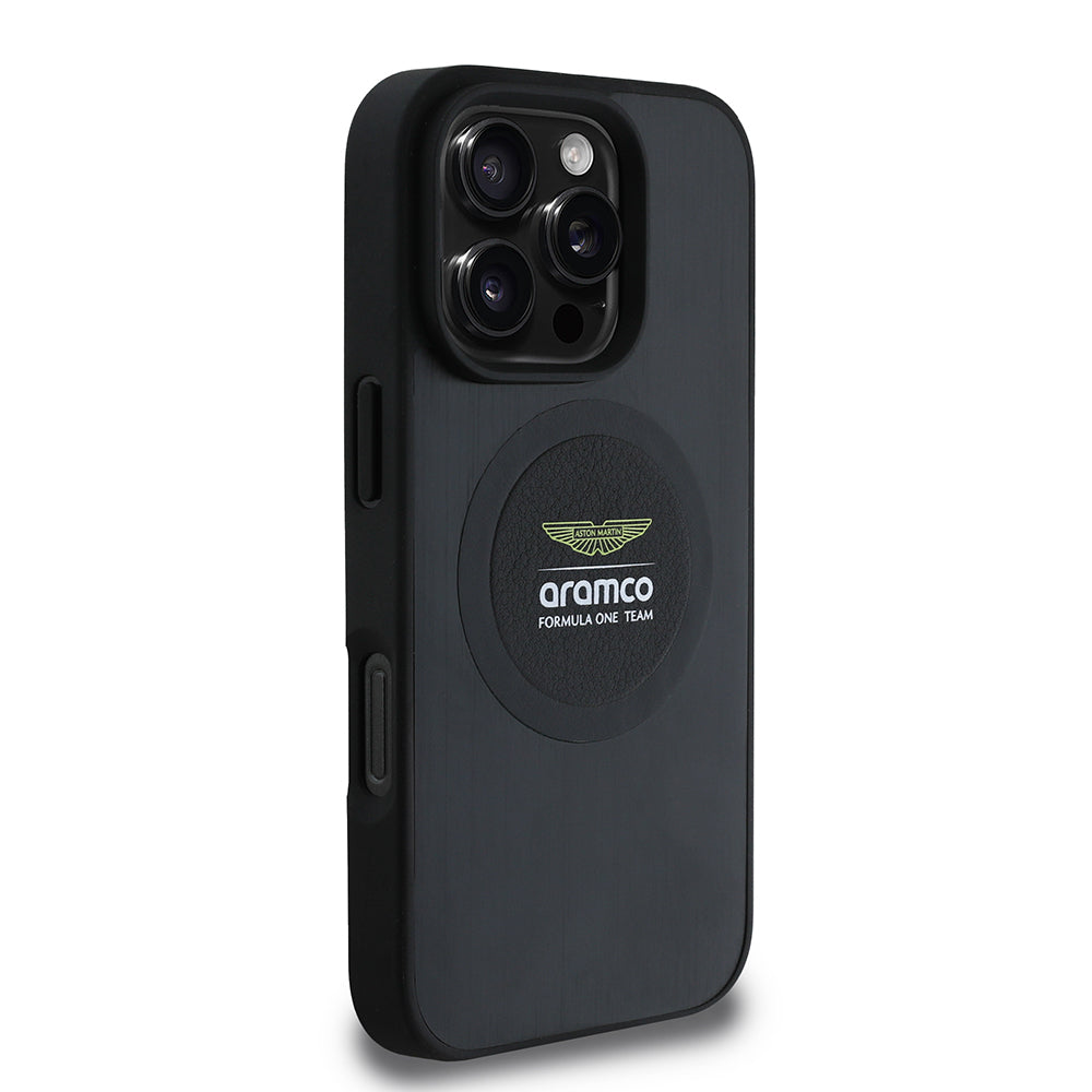 iPhone 16 Pro Kılıf Aston Martin Orjinal Lisanslı M-safe Şarj Özellikli Aluminyum Arka Yüzeyli Formula One Team Baskılı Kapak