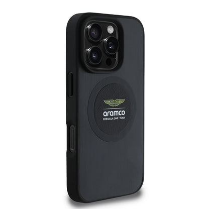 iPhone 16 Pro Kılıf Aston Martin Orjinal Lisanslı M-safe Şarj Özellikli Aluminyum Arka Yüzeyli Formula One Team Baskılı Kapak