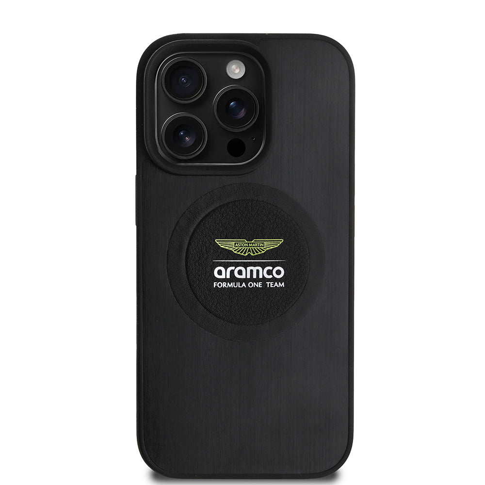 iPhone 16 Pro Kılıf Aston Martin Orjinal Lisanslı M-safe Şarj Özellikli Aluminyum Arka Yüzeyli Formula One Team Baskılı Kapak