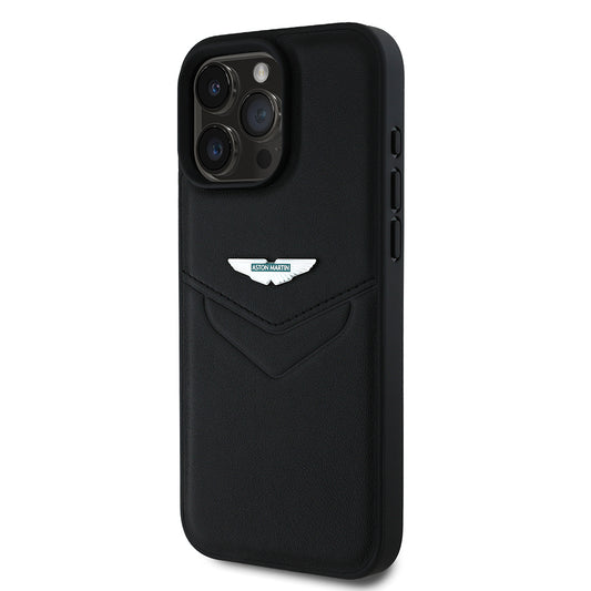 iPhone 16 Pro Kılıf Aston Martin Orjinal Lisanslı Victory Dizayn PU Deri Metal Logolu Kapak