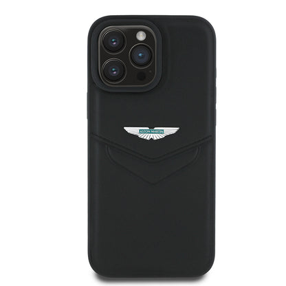 iPhone 16 Pro Kılıf Aston Martin Orjinal Lisanslı Victory Dizayn PU Deri Metal Logolu Kapak