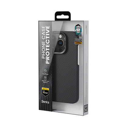 iPhone 16 Pro Kılıf Benks M-safe Şarj Özellikli Metal Kamera Çerçeveli Magnetik ArmorAir 600D Kevlar Fiber Kapak