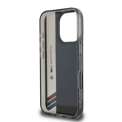 iPhone 16 Pro Kılıf BMW Orjinal Lisanslı M Logolu Üç Renk Çizgili Motorsport Vertical Stripe Kapak