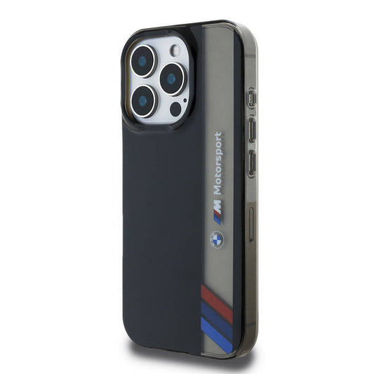 iPhone 16 Pro Kılıf BMW Orjinal Lisanslı M Logolu Üç Renk Çizgili Motorsport Vertical Stripe Kapak