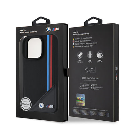 iPhone 16 Pro Kılıf BMW Orjinal Lisanslı M-safe Şarj Özellikli M Logolu Üç Çizgili Dikiş Detaylı Meshed Tricolor Stripes Kapak