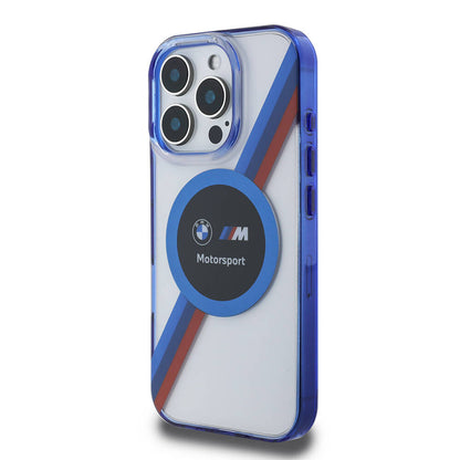iPhone 16 Pro Kılıf BMW Orjinal Lisanslı M-safe Şarj Özellikli M Logolu Üç Renk Çizgili Motorsport Circle Kapak