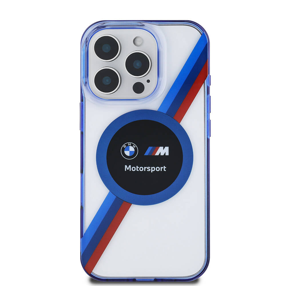 iPhone 16 Pro Kılıf BMW Orjinal Lisanslı M-safe Şarj Özellikli M Logolu Üç Renk Çizgili Motorsport Circle Kapak