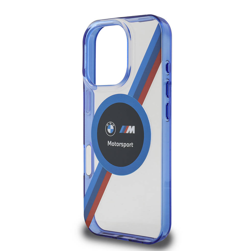 iPhone 16 Pro Kılıf BMW Orjinal Lisanslı M-safe Şarj Özellikli M Logolu Üç Renk Çizgili Motorsport Circle Kapak