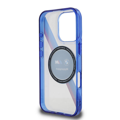 iPhone 16 Pro Kılıf BMW Orjinal Lisanslı M-safe Şarj Özellikli M Logolu Üç Renk Çizgili Motorsport Circle Kapak
