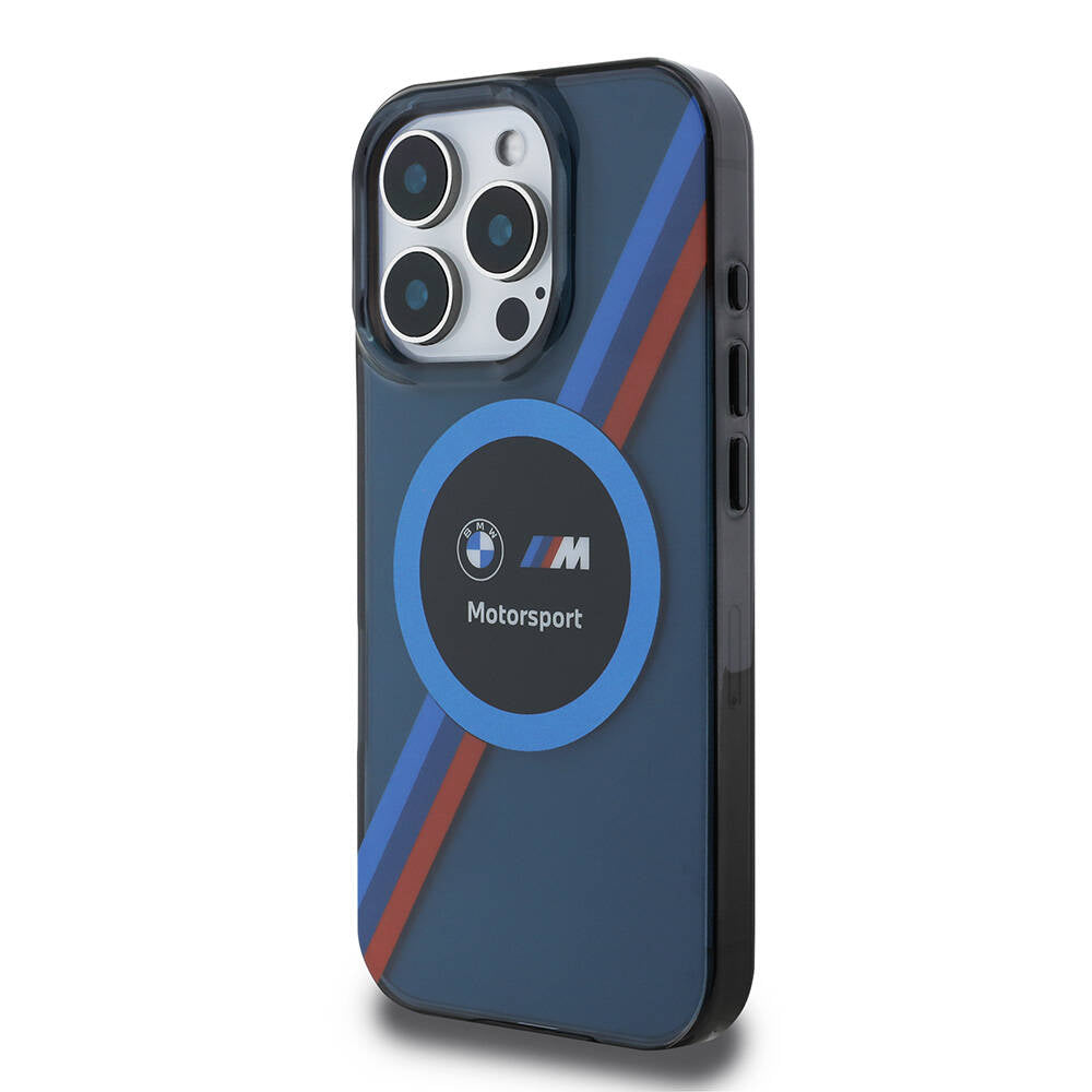 iPhone 16 Pro Kılıf BMW Orjinal Lisanslı M-safe Şarj Özellikli M Logolu Üç Renk Çizgili Motorsport Circle Kapak