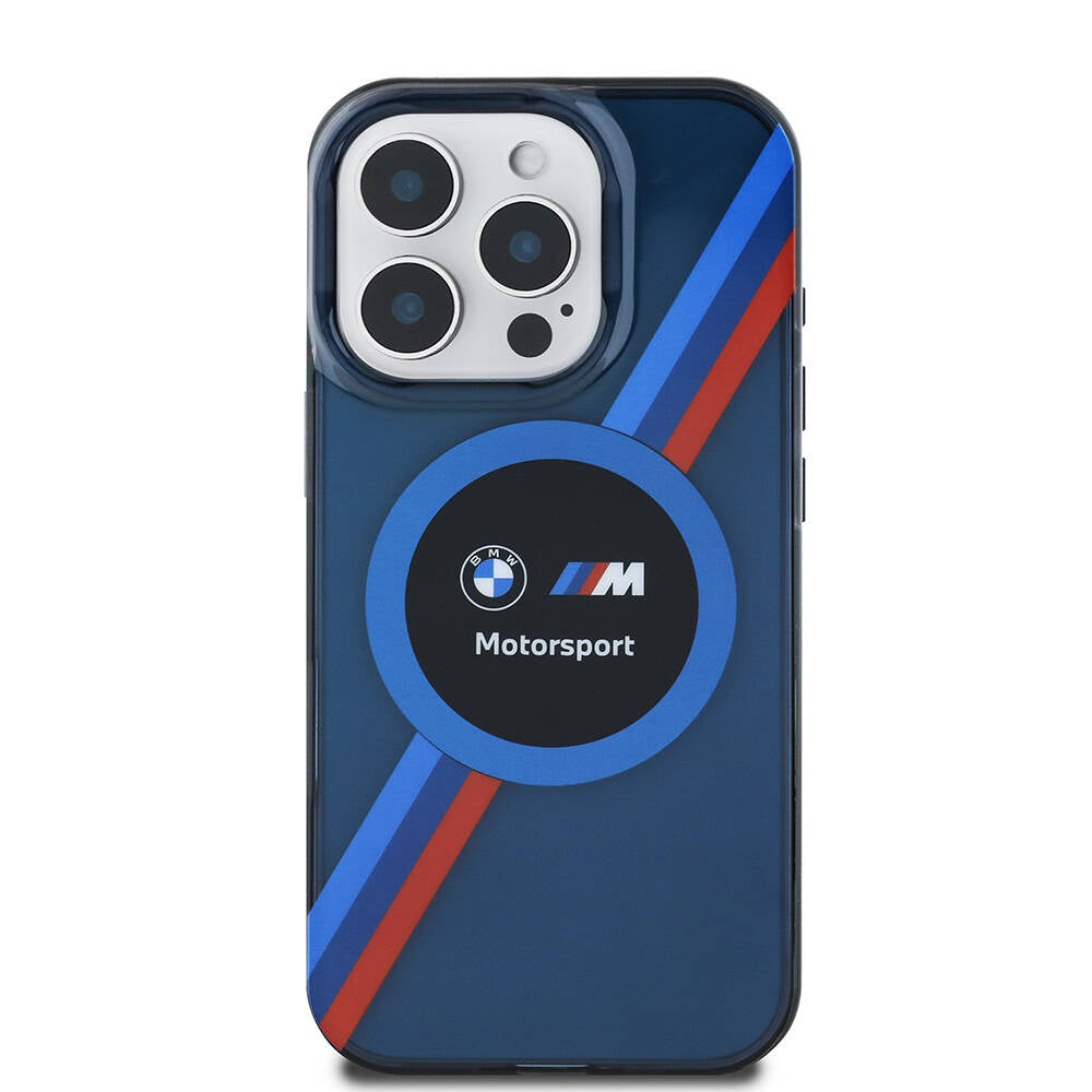 iPhone 16 Pro Kılıf BMW Orjinal Lisanslı M-safe Şarj Özellikli M Logolu Üç Renk Çizgili Motorsport Circle Kapak