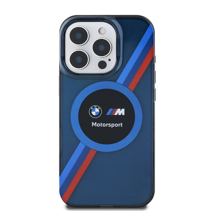 iPhone 16 Pro Kılıf BMW Orjinal Lisanslı M-safe Şarj Özellikli M Logolu Üç Renk Çizgili Motorsport Circle Kapak
