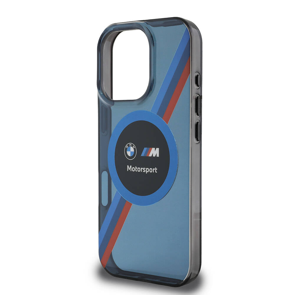 iPhone 16 Pro Kılıf BMW Orjinal Lisanslı M-safe Şarj Özellikli M Logolu Üç Renk Çizgili Motorsport Circle Kapak