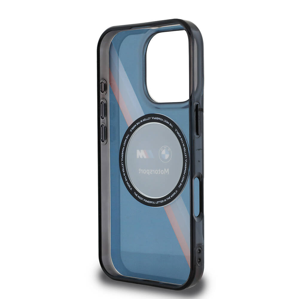 iPhone 16 Pro Kılıf BMW Orjinal Lisanslı M-safe Şarj Özellikli M Logolu Üç Renk Çizgili Motorsport Circle Kapak