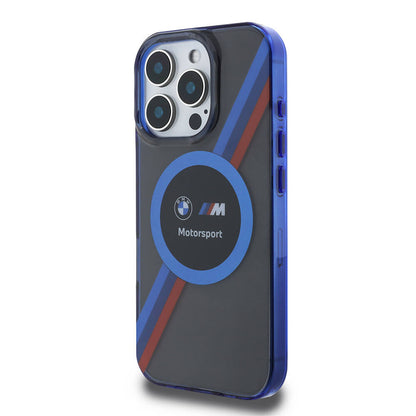 iPhone 16 Pro Kılıf BMW Orjinal Lisanslı M-safe Şarj Özellikli M Logolu Üç Renk Çizgili Motorsport Circle Kapak