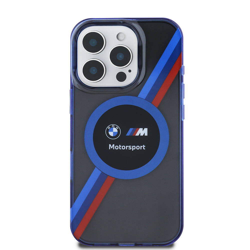 iPhone 16 Pro Kılıf BMW Orjinal Lisanslı M-safe Şarj Özellikli M Logolu Üç Renk Çizgili Motorsport Circle Kapak