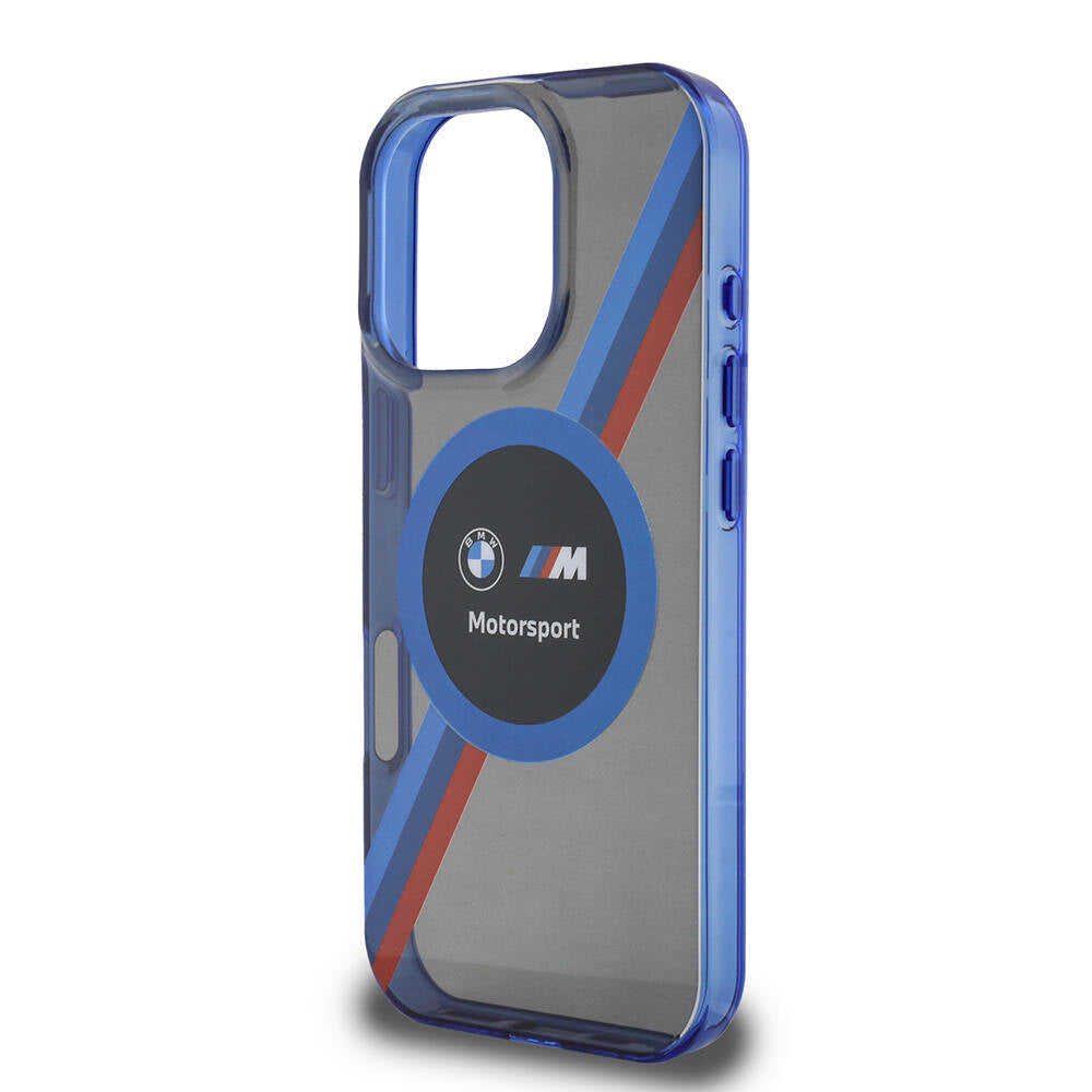 iPhone 16 Pro Kılıf BMW Orjinal Lisanslı M-safe Şarj Özellikli M Logolu Üç Renk Çizgili Motorsport Circle Kapak
