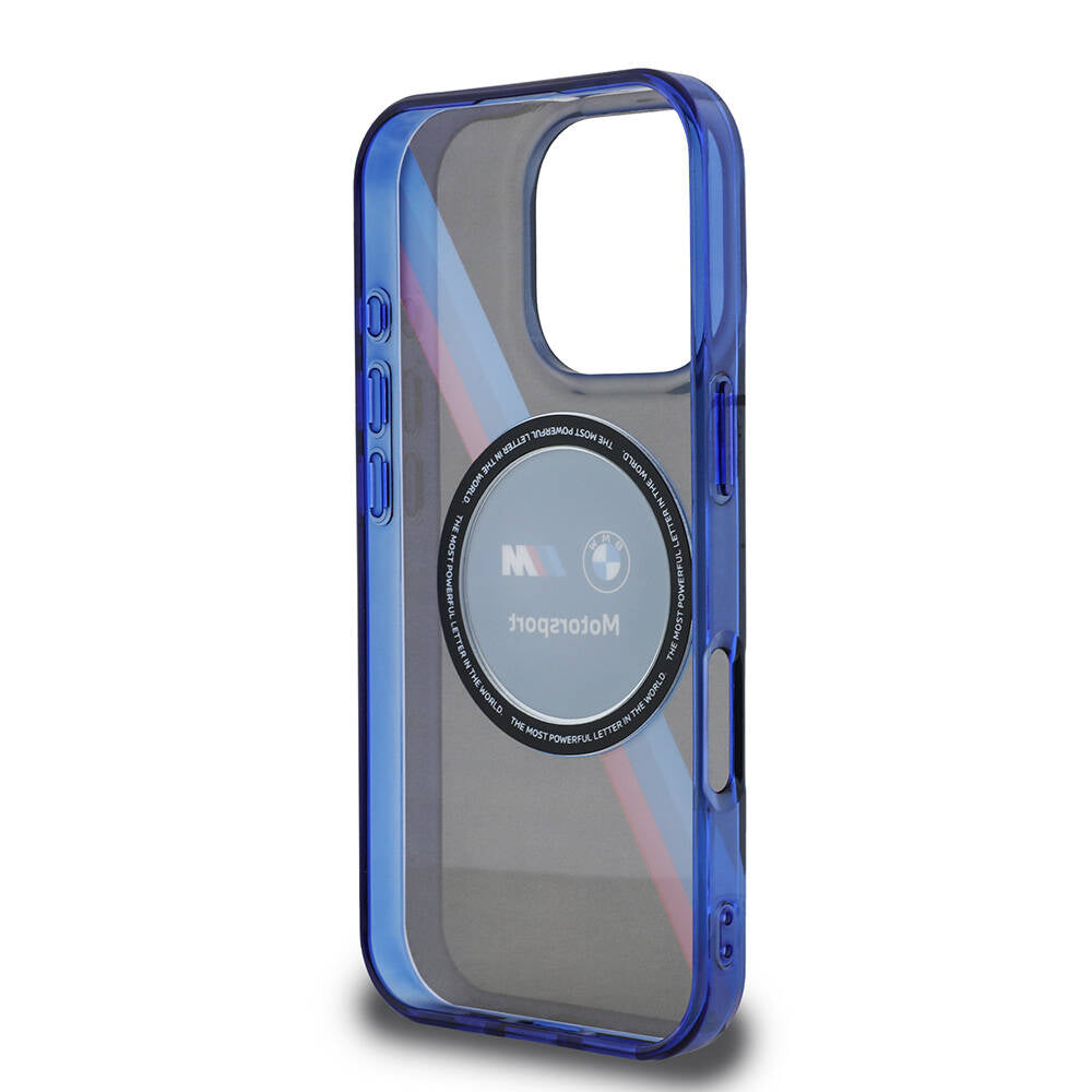iPhone 16 Pro Kılıf BMW Orjinal Lisanslı M-safe Şarj Özellikli M Logolu Üç Renk Çizgili Motorsport Circle Kapak