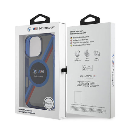 iPhone 16 Pro Kılıf BMW Orjinal Lisanslı M-safe Şarj Özellikli M Logolu Üç Renk Çizgili Motorsport Circle Kapak