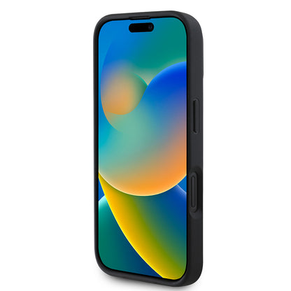 iPhone 16 Pro Kılıf BMW Orjinal Lisanslı M-safe Şarj Özellikli Metal Logolu Dokulu ve Çizgili Deri Kapak