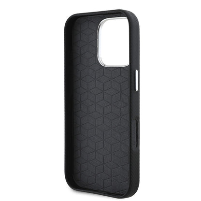 iPhone 16 Pro Kılıf BMW Orjinal Lisanslı Tam Sarılmış Kevlar Tasarımlı Metal Logo Suni Deri Kapak