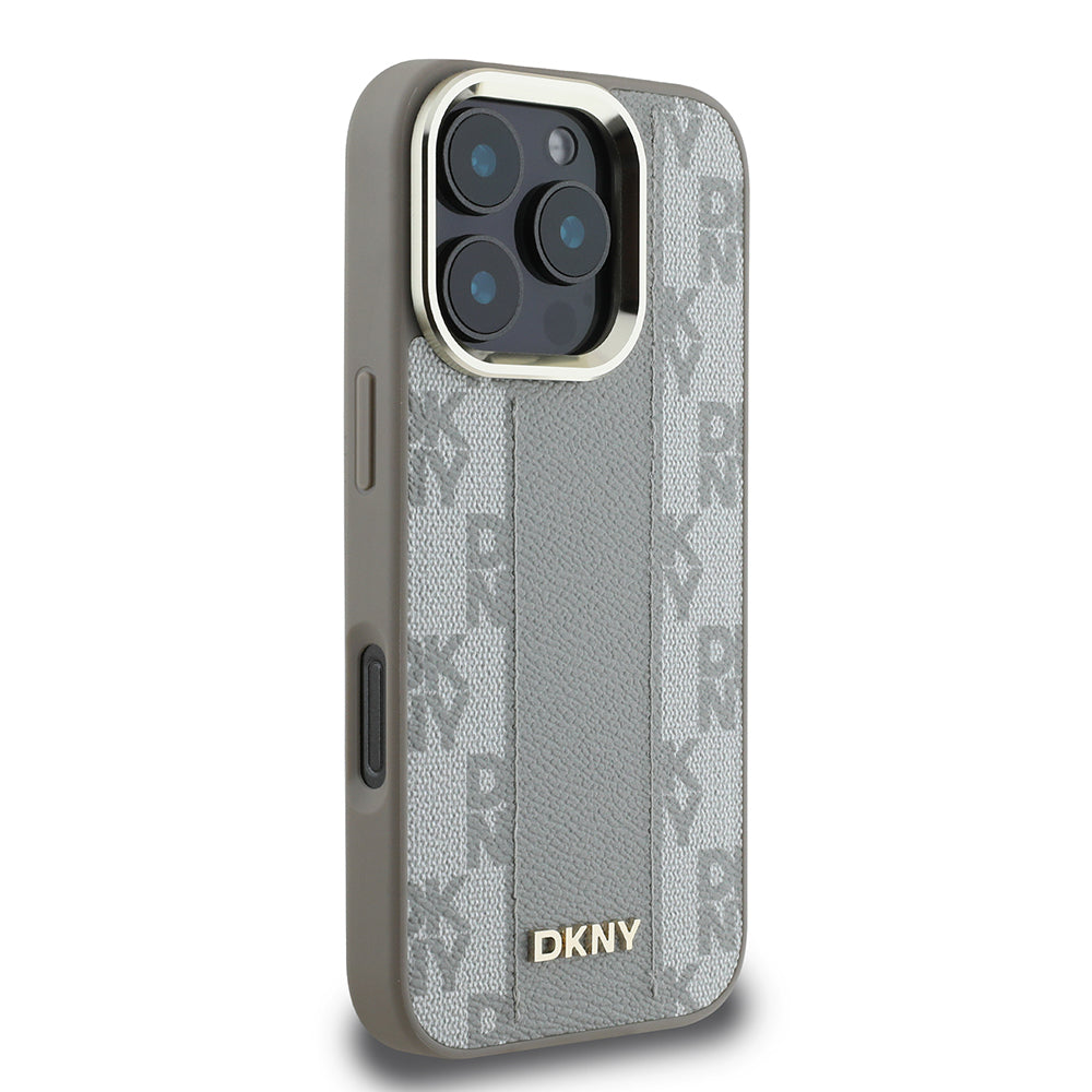 iPhone 16 Pro Kılıf DKNY Orjinal Lisanslı M-safe Şarj Özellikli 3D Yazılı Checkered Pattern Kapak
