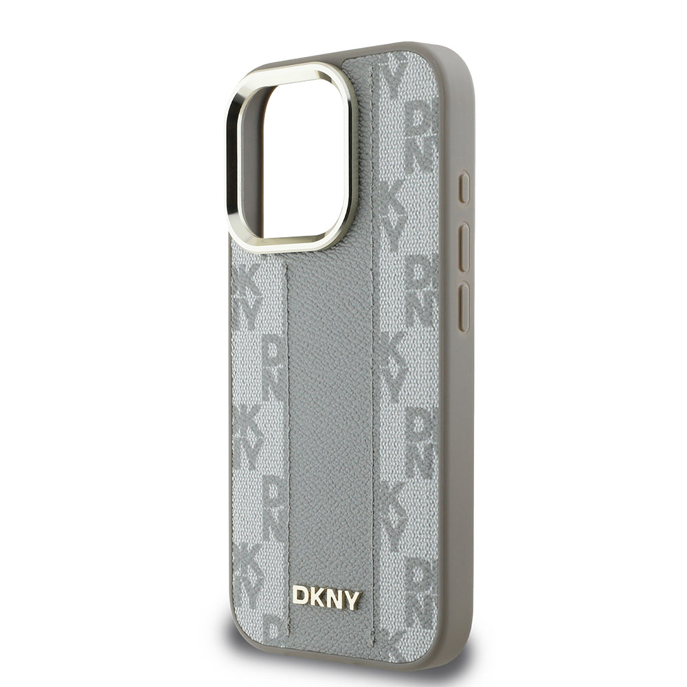 iPhone 16 Pro Kılıf DKNY Orjinal Lisanslı M-safe Şarj Özellikli 3D Yazılı Checkered Pattern Kapak