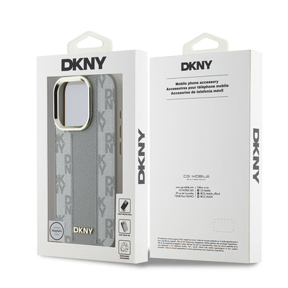 iPhone 16 Pro Kılıf DKNY Orjinal Lisanslı M-safe Şarj Özellikli 3D Yazılı Checkered Pattern Kapak