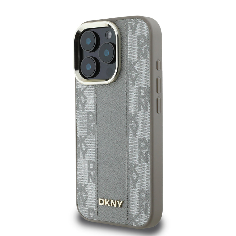 iPhone 16 Pro Kılıf DKNY Orjinal Lisanslı M-safe Şarj Özellikli 3D Yazılı Checkered Pattern Kapak