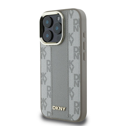 iPhone 16 Pro Kılıf DKNY Orjinal Lisanslı M-safe Şarj Özellikli 3D Yazılı Checkered Pattern Kapak