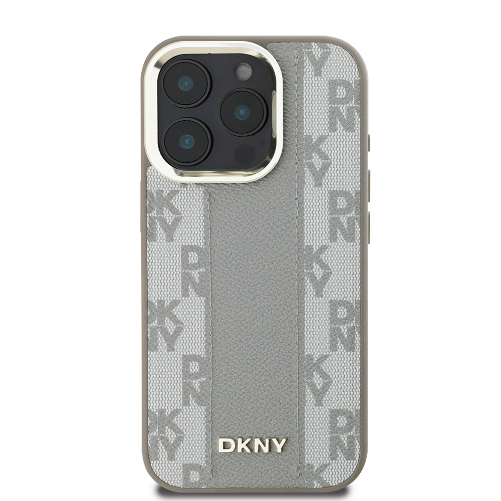 iPhone 16 Pro Kılıf DKNY Orjinal Lisanslı M-safe Şarj Özellikli 3D Yazılı Checkered Pattern Kapak