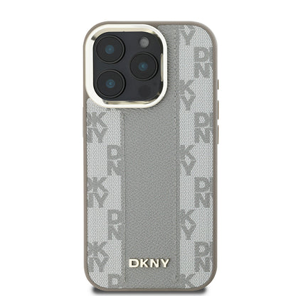 iPhone 16 Pro Kılıf DKNY Orjinal Lisanslı M-safe Şarj Özellikli 3D Yazılı Checkered Pattern Kapak